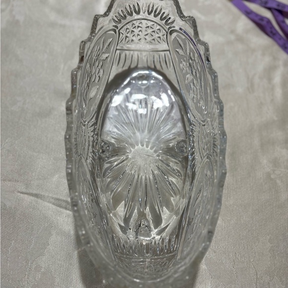 Vintage Crystal Lead Frosted and Clear Oval Bowl - Picture 3 of 11